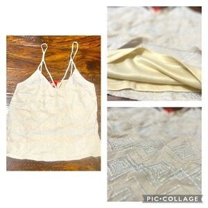 Chelsea & Violet Strappy Champagne Embroidered Crop Top Fully Lined Sz Medium